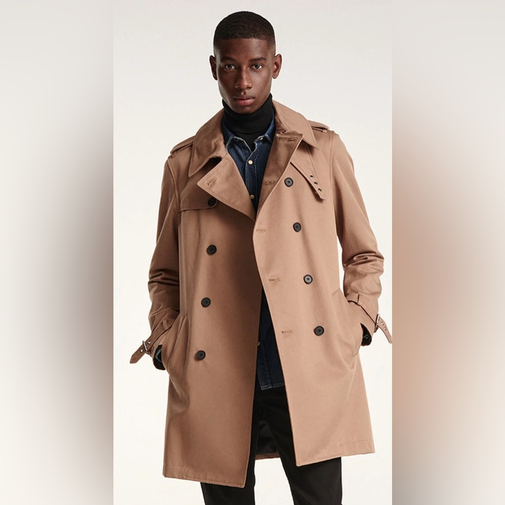 The KOOPLES BEIGE BELTED DOUBLE-BREASTED TRENCH COAT